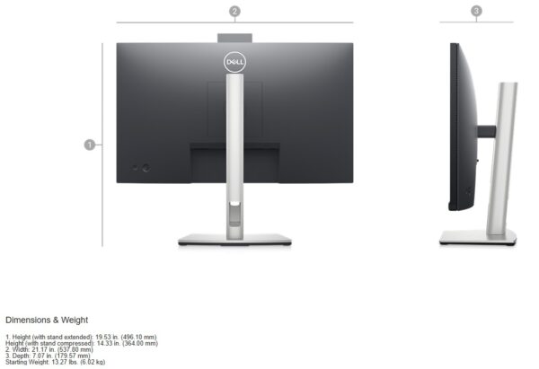 Dell 24" Video Conferencing Monitor C2423H   with FHD Webcam, Mic Array, IPS, 1920 x 1080, HDMI, DP, Speakers, - Image 13